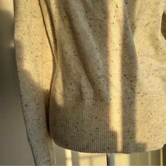 Ann Taylor Cashmere Shawl Collar Wrap Sweater Speckled Cream Small - Picture 5 of 12